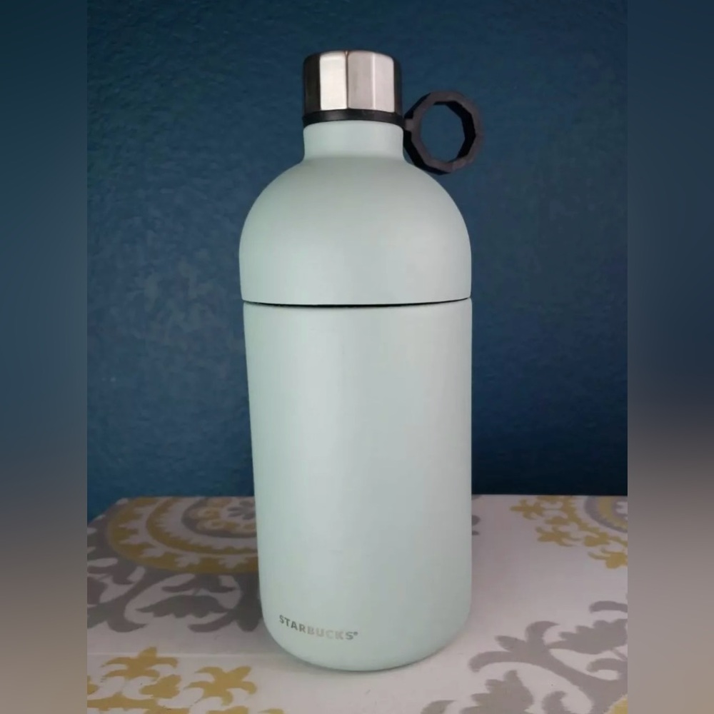 Starbucks 35oz Tumbler Thermos Metal Flask - w/ Small & Wide Lid. Color- mint.